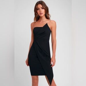 LULUS Queen of the City Black Strapless Bodycon Dress